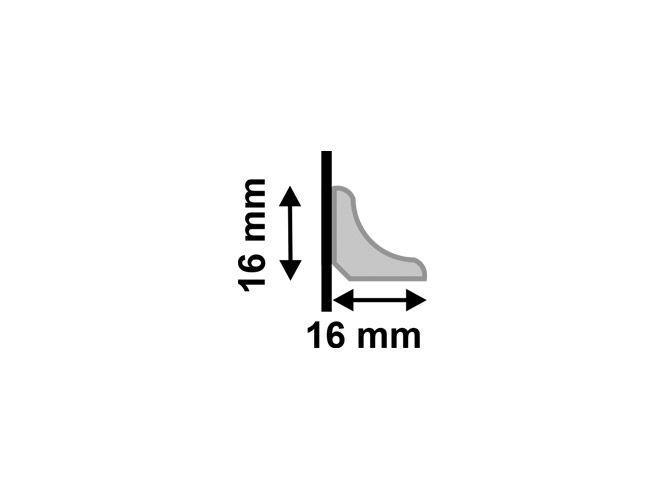 Meia cana 602 SL5-8 branca de poliestireno com 16mm de altura Santa Luzia
