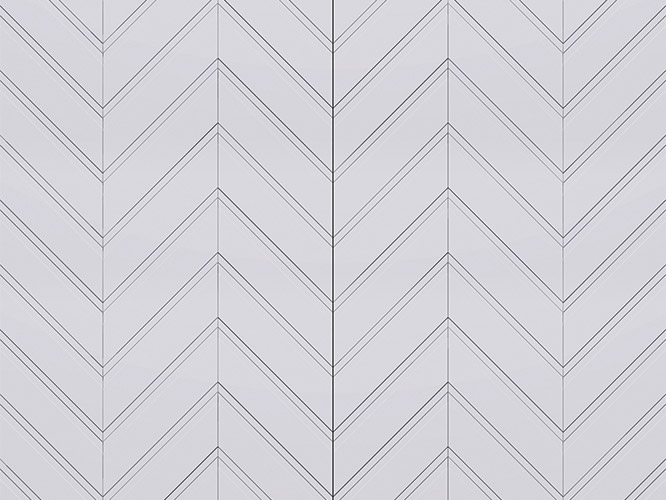 Revestimento Chevron branco com friso branco de poliestireno Santa Luzia