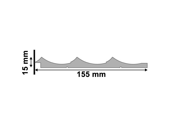 Revestimento Waves 155 cinza titanium de poliestireno com 155 mm de largura Santa Luzia