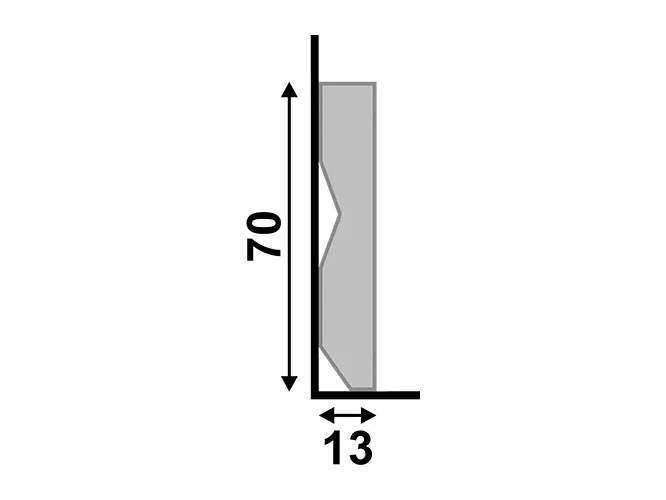 Rodapé LEV71 branco de poliestireno com 70mm de altura Santa Luzia