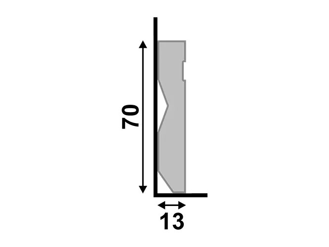 Rodapé LEV72 branco de poliestireno com 70mm de altura Santa Luzia
